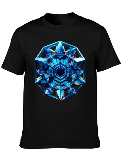 Geometric Blue Crystal Design T-Shirt