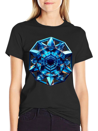 Geometric Blue Crystal Design T-Shirt
