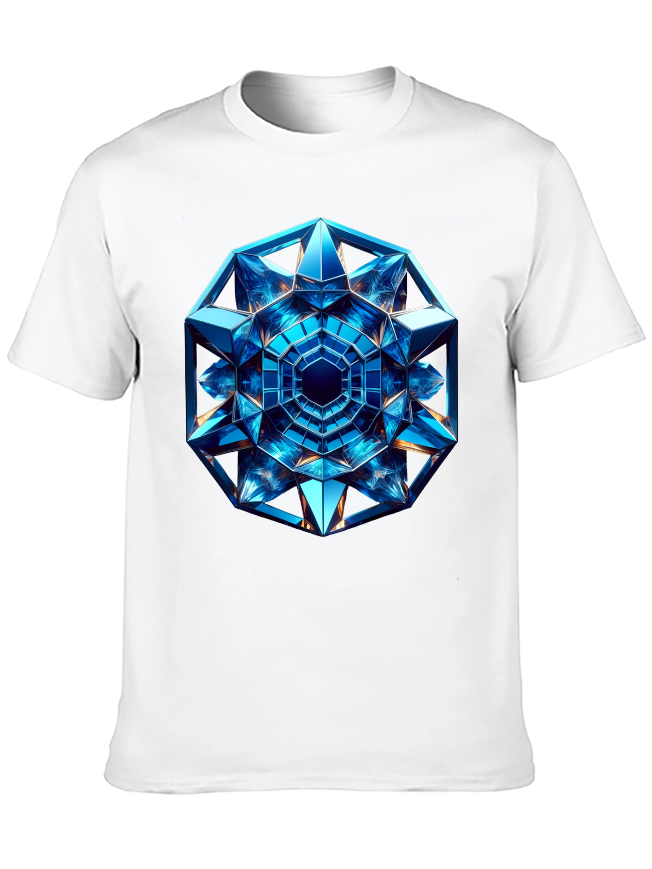 Geometric Blue Crystal Design T-Shirt