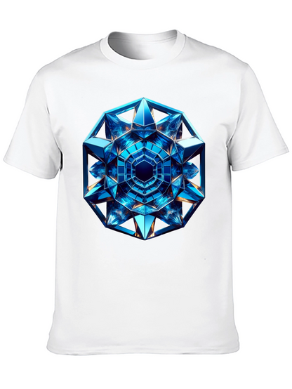 Geometric Blue Crystal Design T-Shirt