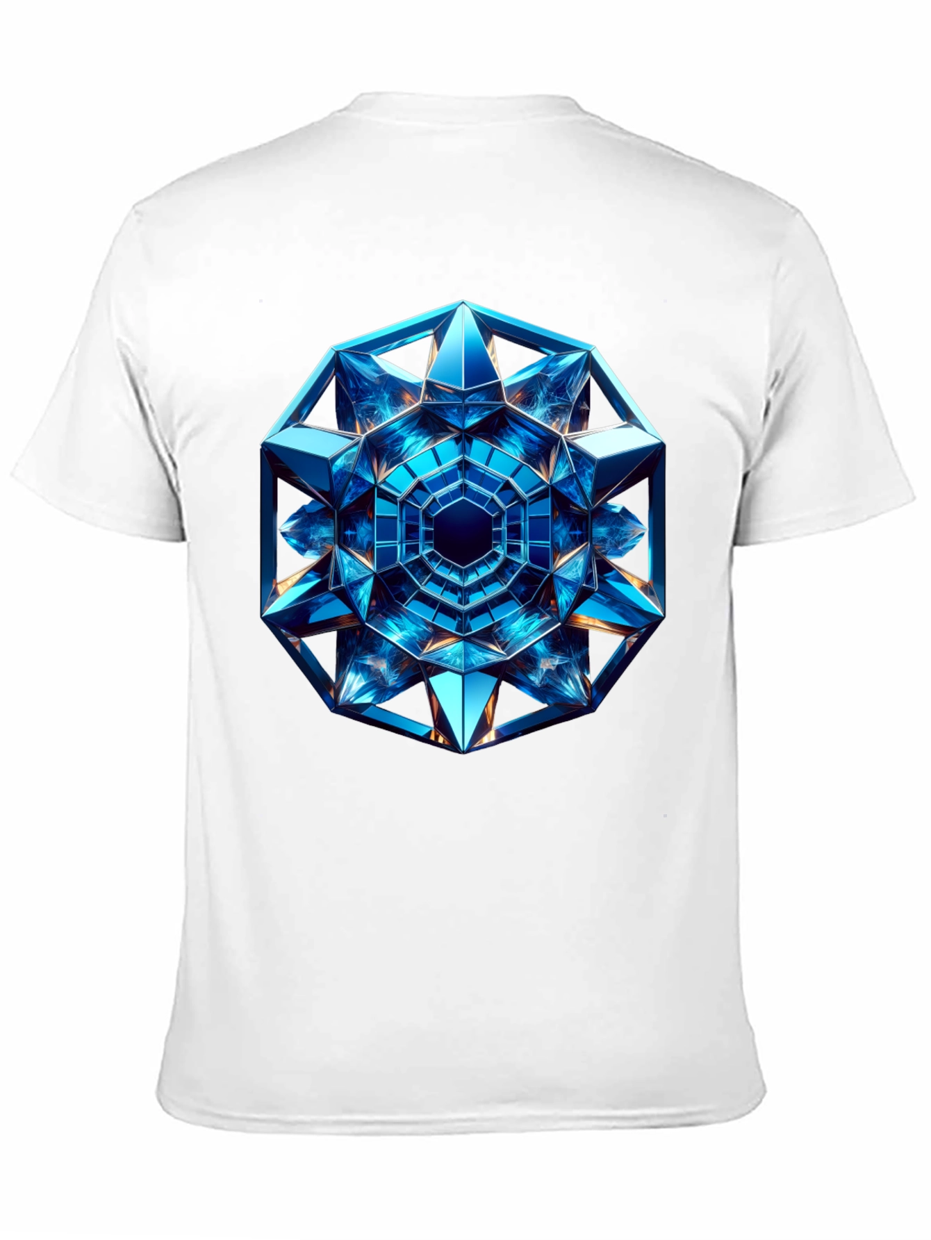 Geometric Blue Crystal Design T-Shirt