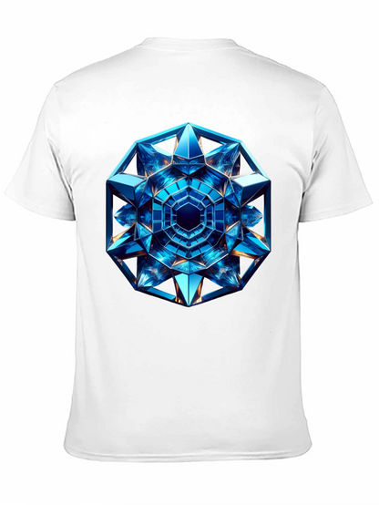 Geometric Blue Crystal Design T-Shirt