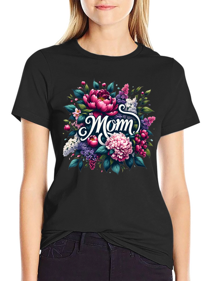 Floral Mom Graphic Tee - Black Unisex T-Shirt
