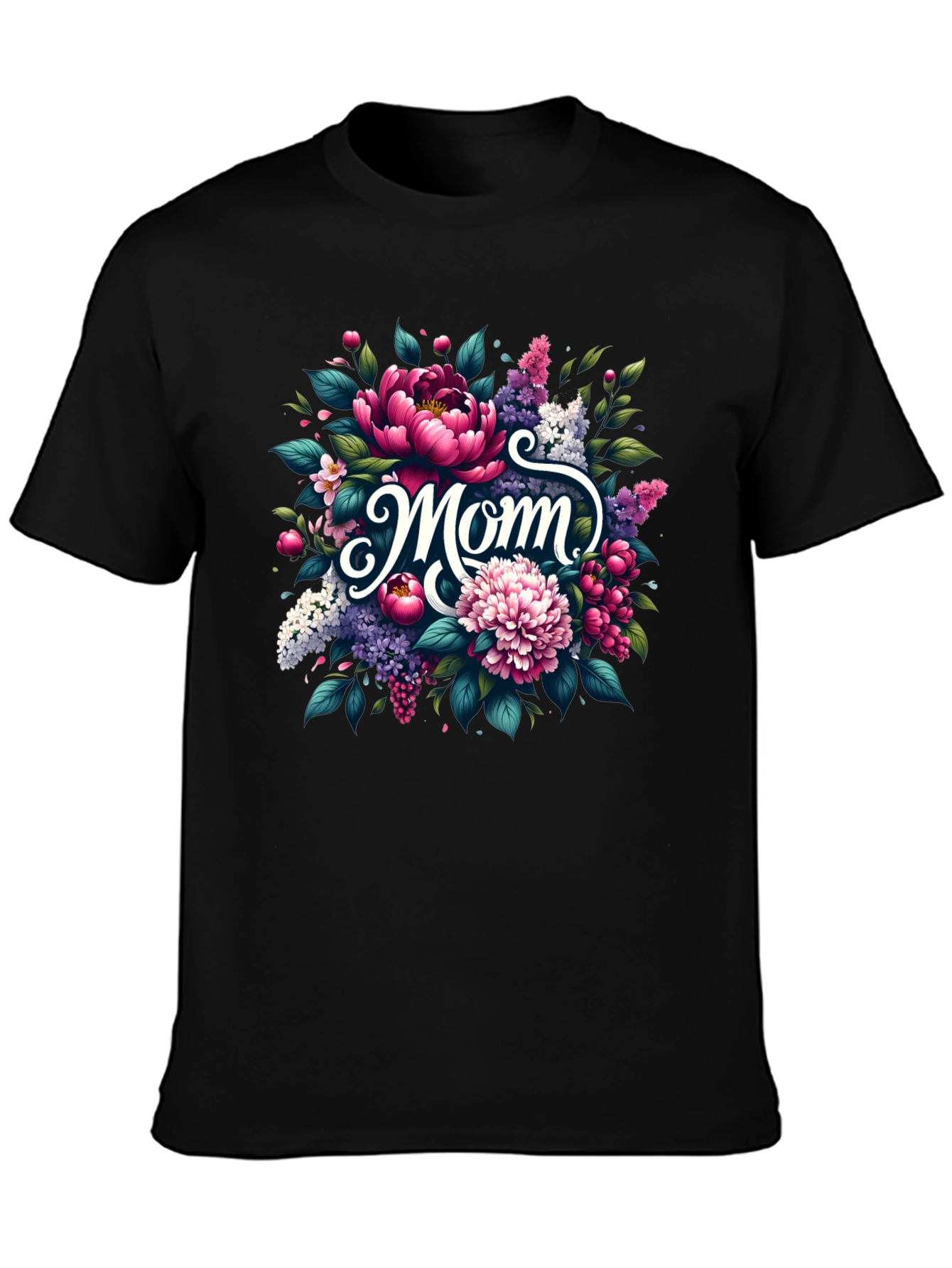 Floral Mom Graphic Tee - Black Unisex T-Shirt