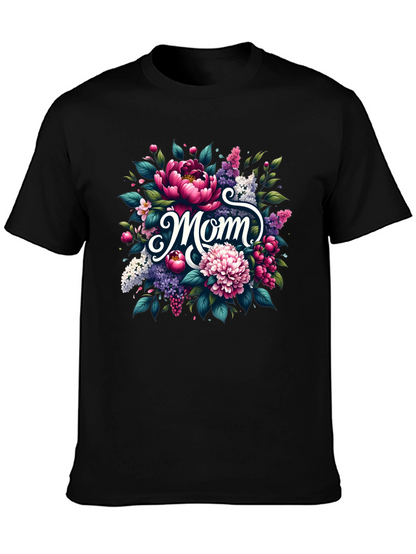 Floral Mom Graphic Tee - Black Unisex T-Shirt