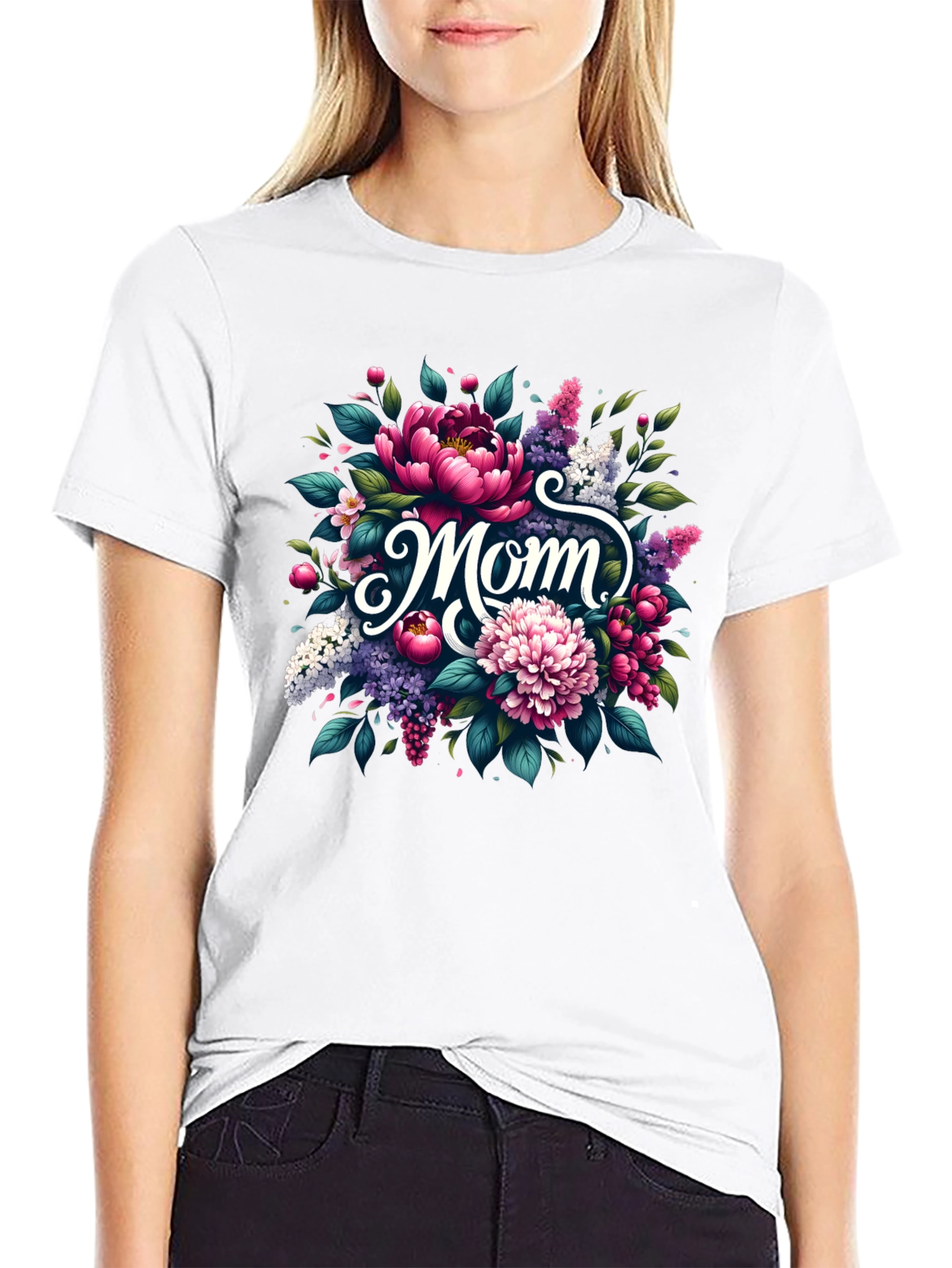 Floral Mom Graphic Tee - Black Unisex T-Shirt