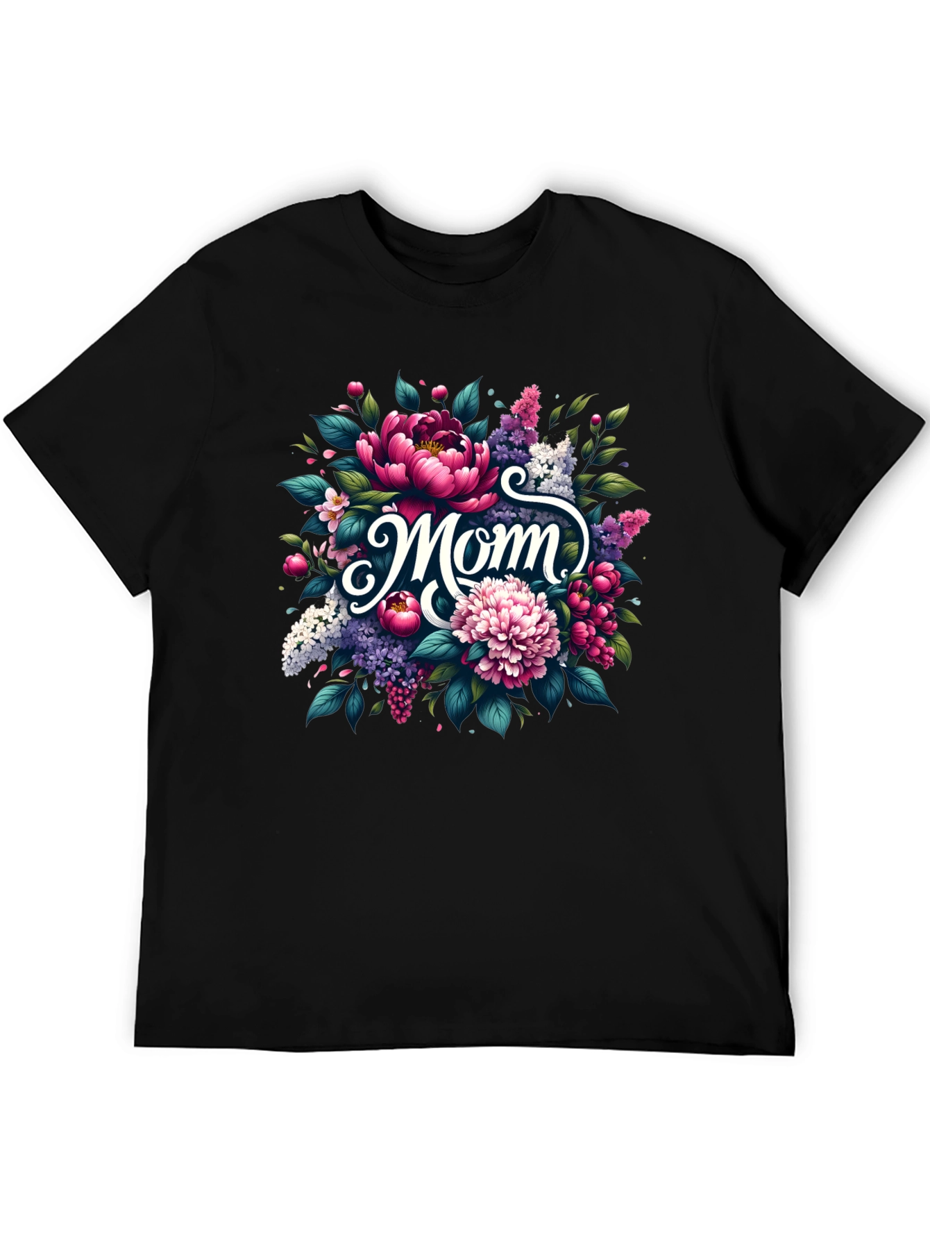 Floral Mom Graphic Tee - Black Unisex T-Shirt