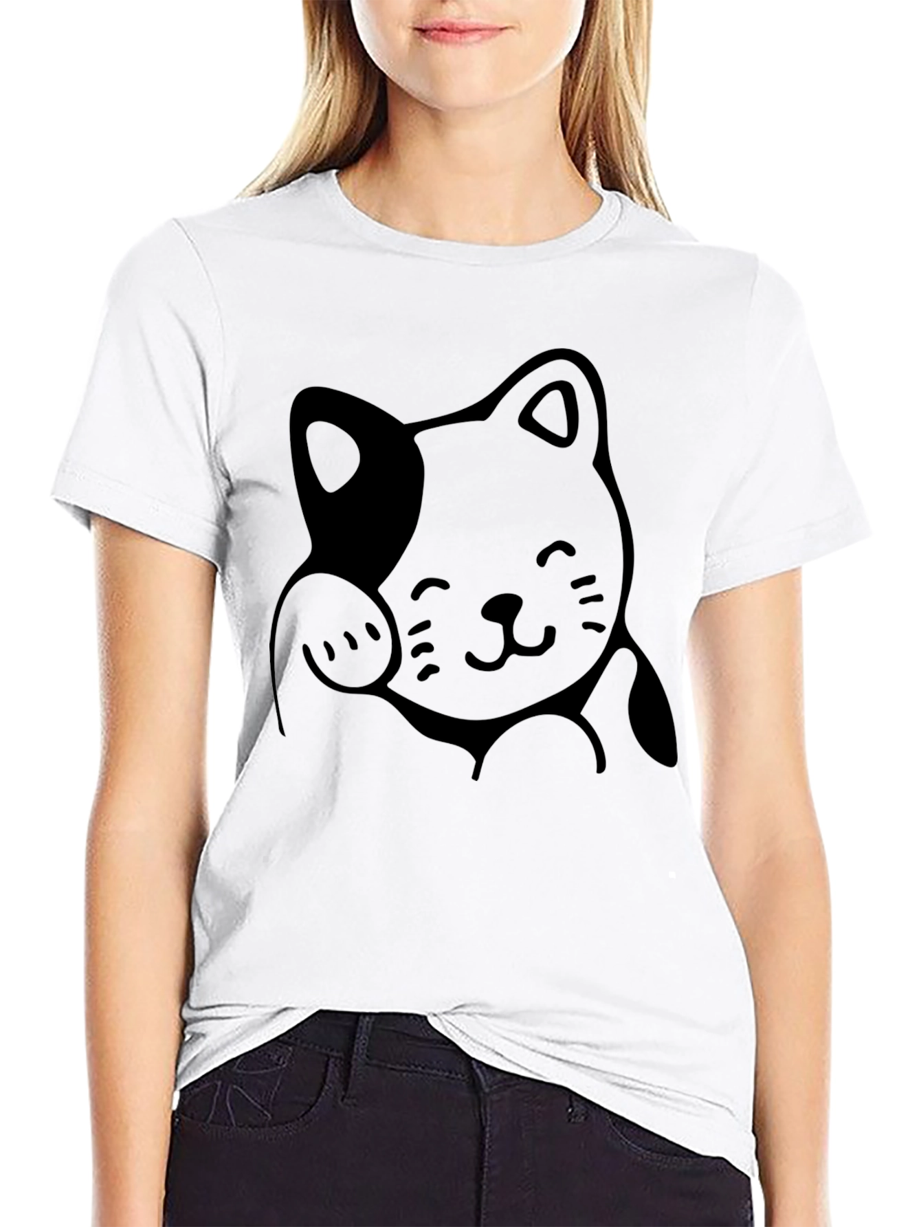 Lucky Cat T-Shirt - Black Graphic Tee