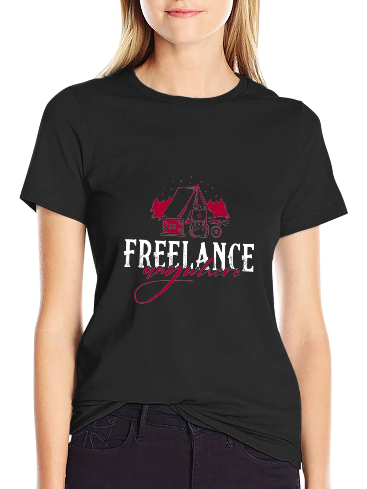 Freelance Anywhere Black Tee - Camping & Adventure