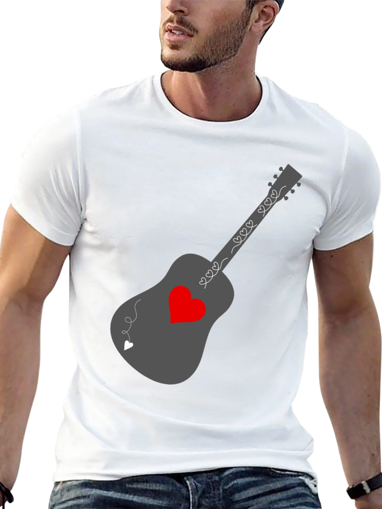 Heart Guitar Graphic Tee - Stylish Music Lover Shirt