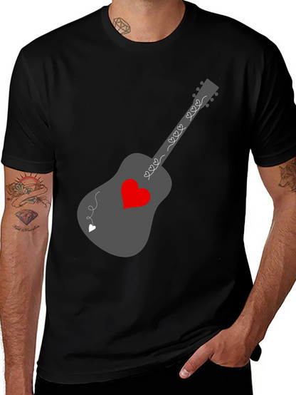 Heart Guitar Graphic Tee - Stylish Music Lover Shirt