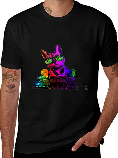 DJ Cat Graphic T-Shirt - Cool Music Lover Tee