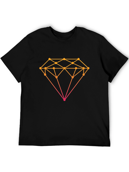 Geometric Diamond Graphic Tee - Stylish Black T-Shirt