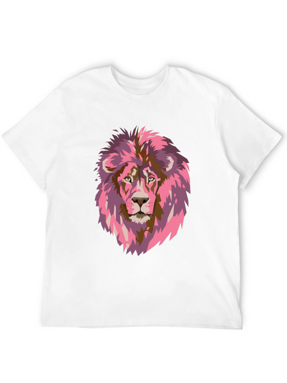 Pink Lion Graphic Print T-Shirt
