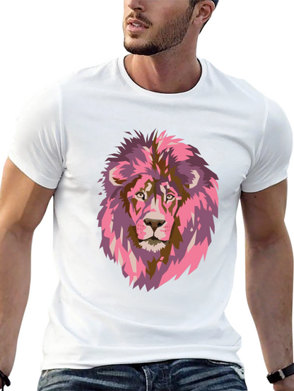 Pink Lion Graphic Print T-Shirt