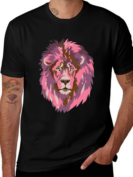 Pink Lion Graphic Print T-Shirt