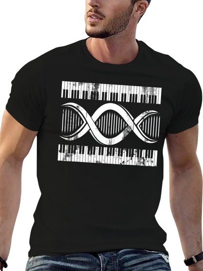 Piano DNA Graphic T-Shirt - Musicians Black Tee