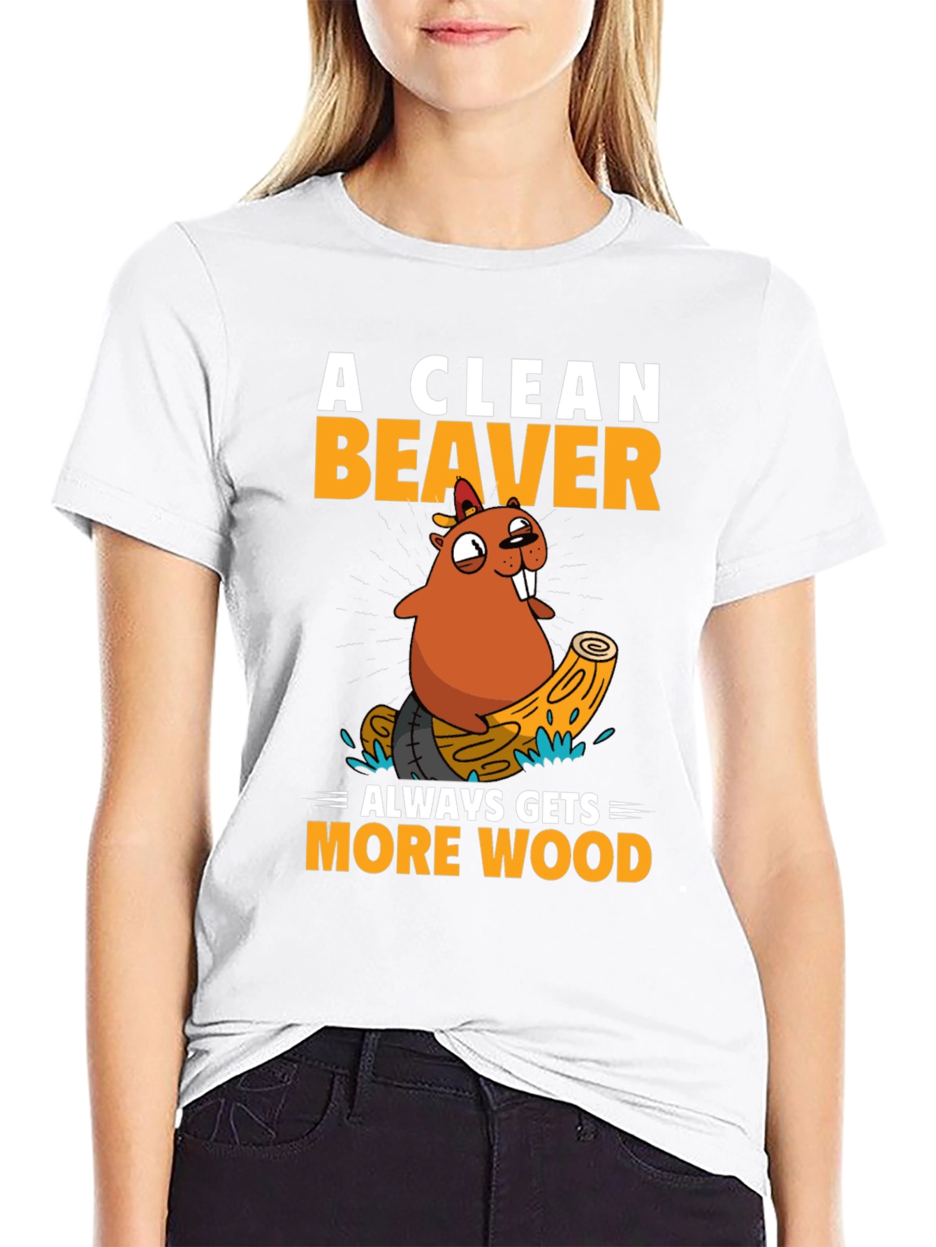 Funny Beaver Wood T-Shirt