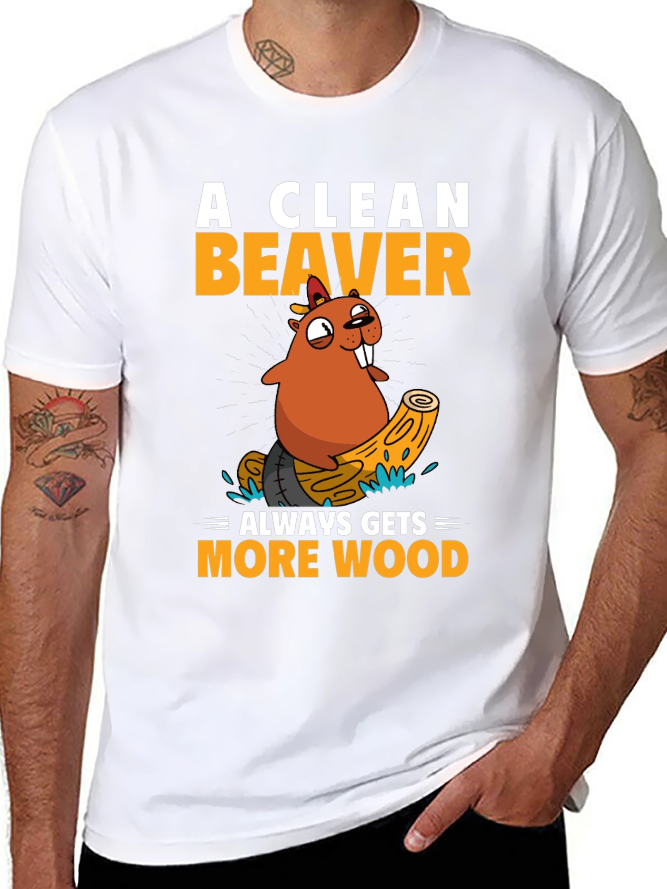 Funny Beaver Wood T-Shirt