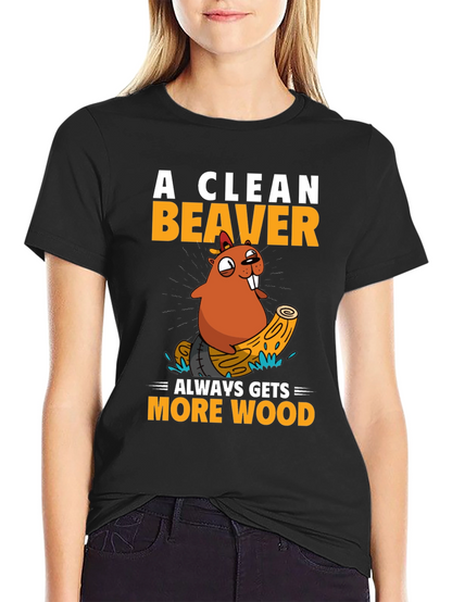 Funny Beaver Wood T-Shirt