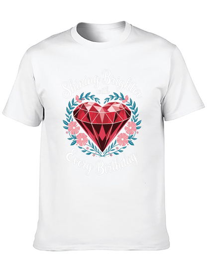 Shining Brighter Birthday T-Shirt - Heart Gem Design