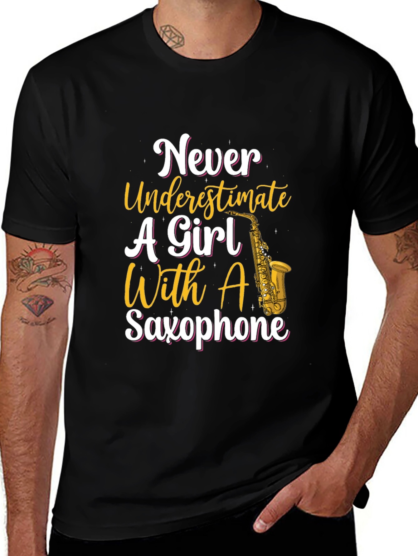 Never Underestimate Girl With Saxophone T-Shirt