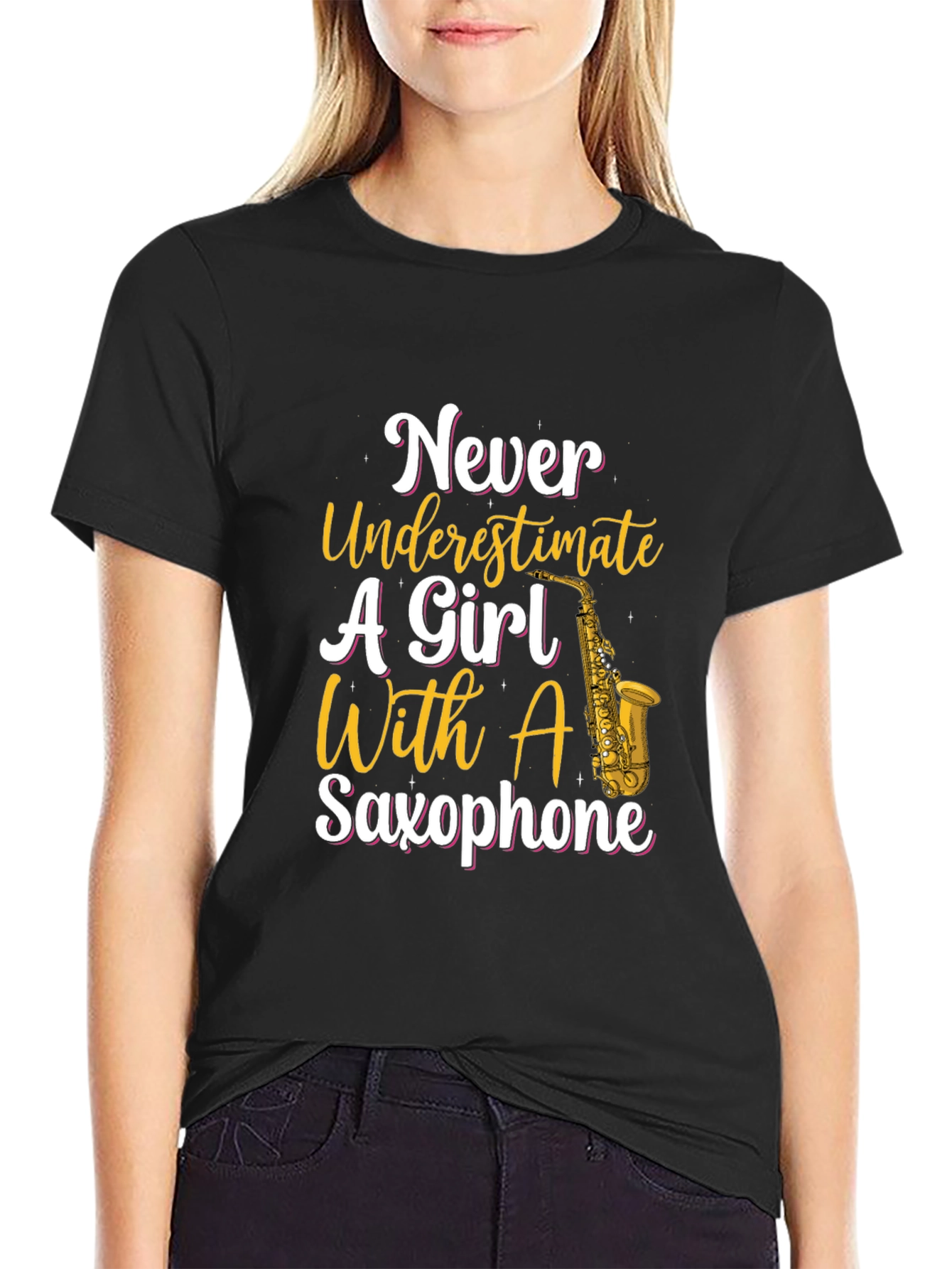 Never Underestimate Girl With Saxophone T-Shirt