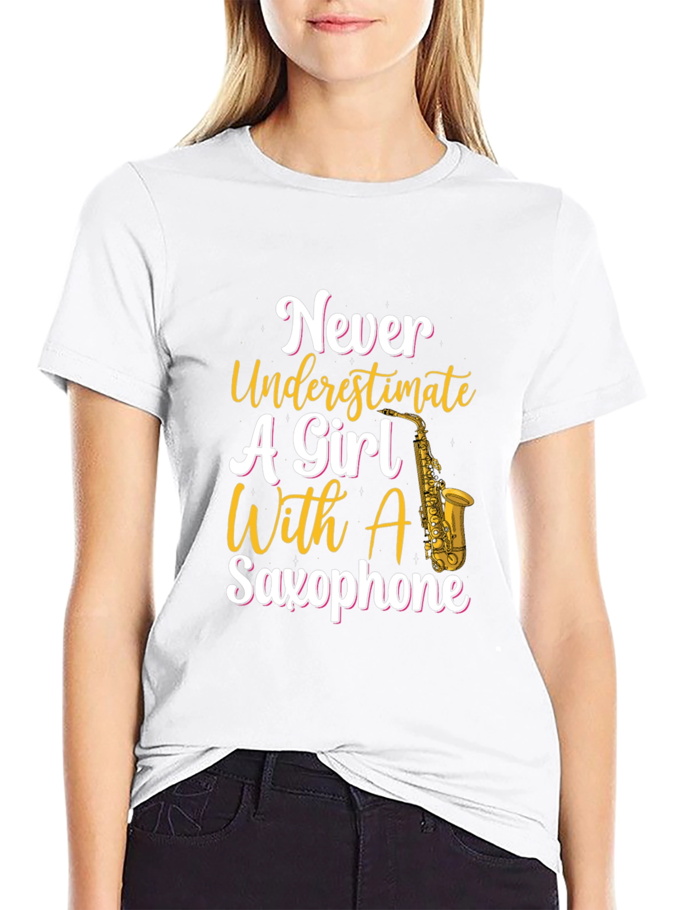 Never Underestimate Girl With Saxophone T-Shirt