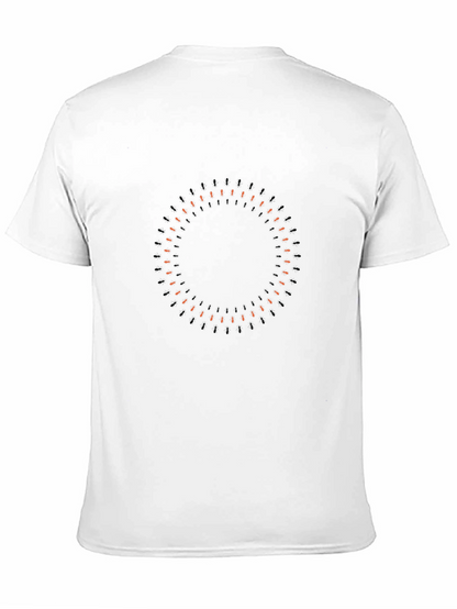 Mens Black Graphic Tee - Modern Circular Design