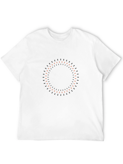 Mens Black Graphic Tee - Modern Circular Design