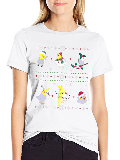 Festive Cockatiel Ugly Christmas Sweater Tee