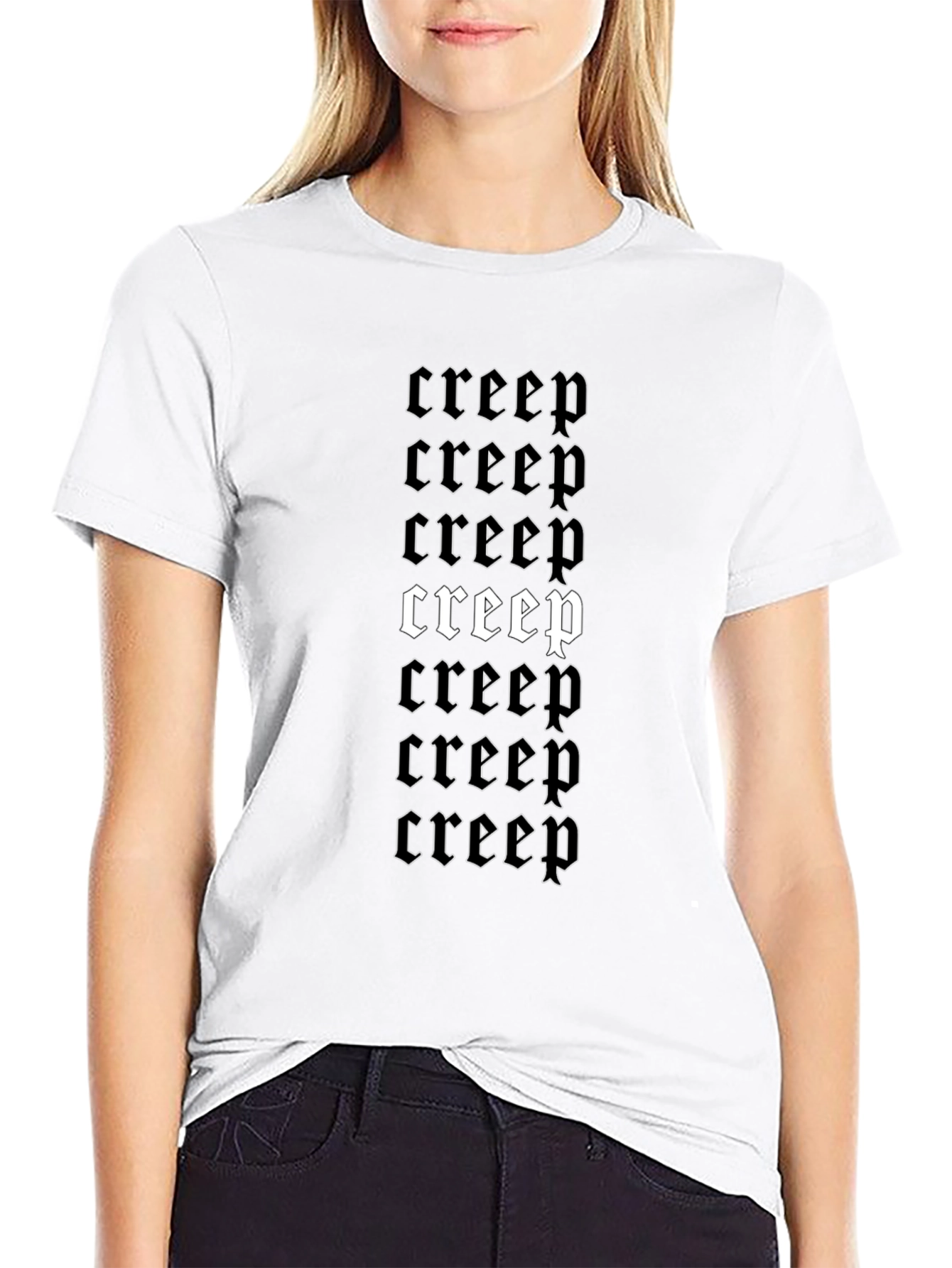 Creep Graphic Tee - Gothic Style Black T-Shirt