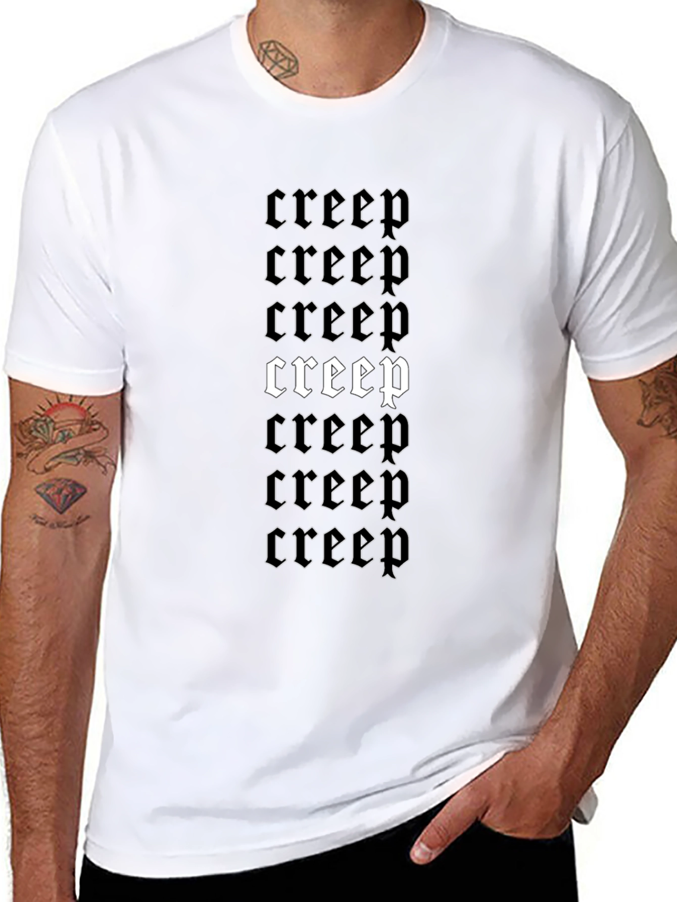 Creep Graphic Tee - Gothic Style Black T-Shirt