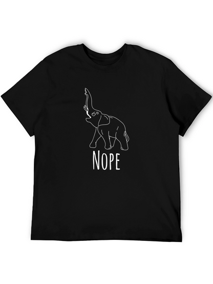 Nope Elephant Graphic Tee - Black Cotton Blend