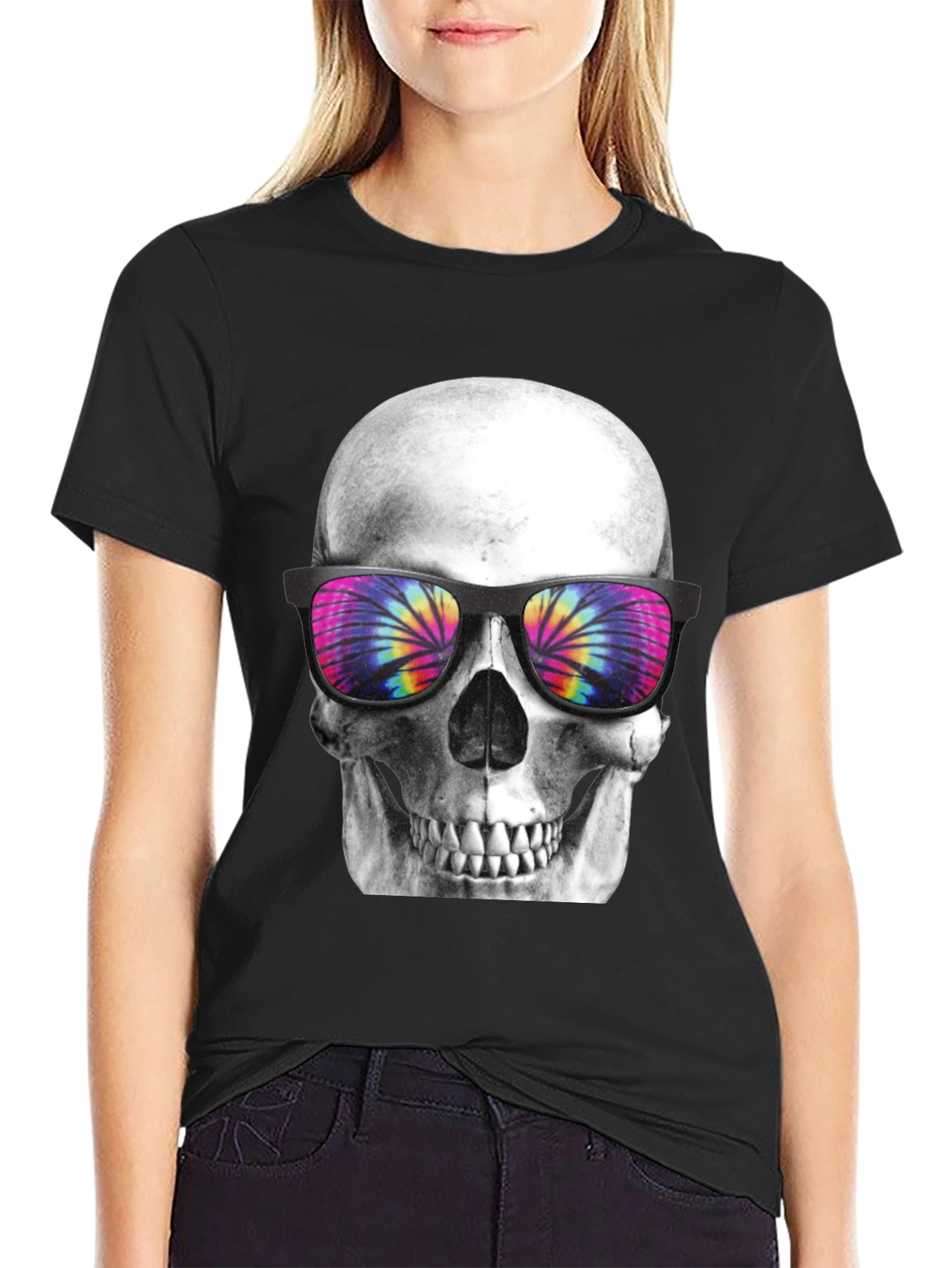 Skull with Tie Dye Sunglasses Graphic Tee