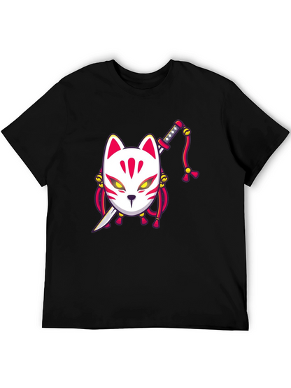 Fox Mask Katana Graphic Tee - Unique Style