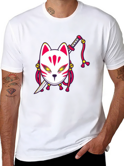 Fox Mask Katana Graphic Tee - Unique Style