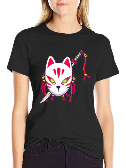 Fox Mask Katana Graphic Tee - Unique Style