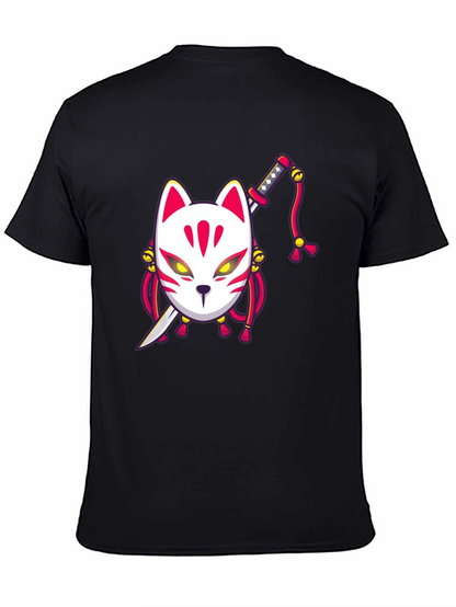 Fox Mask Katana Graphic Tee - Unique Style
