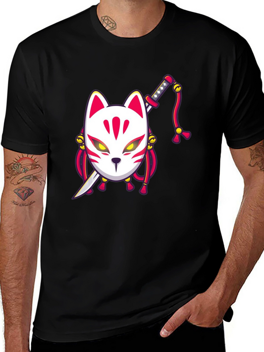 Fox Mask Katana Graphic Tee - Unique Style