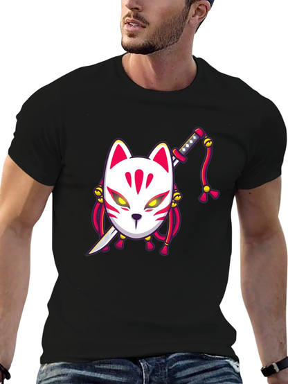 Fox Mask Katana Graphic Tee - Unique Style