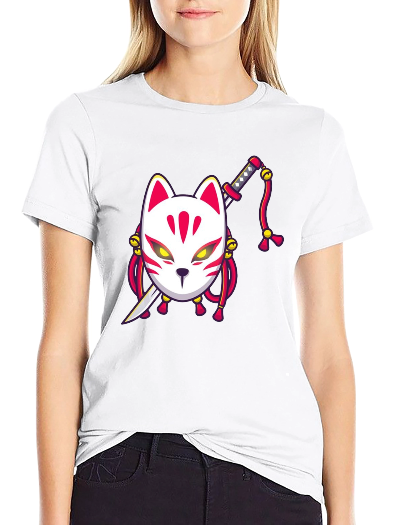 Fox Mask Katana Graphic Tee - Unique Style