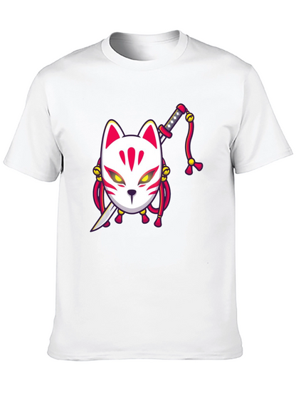 Fox Mask Katana Graphic Tee - Unique Style