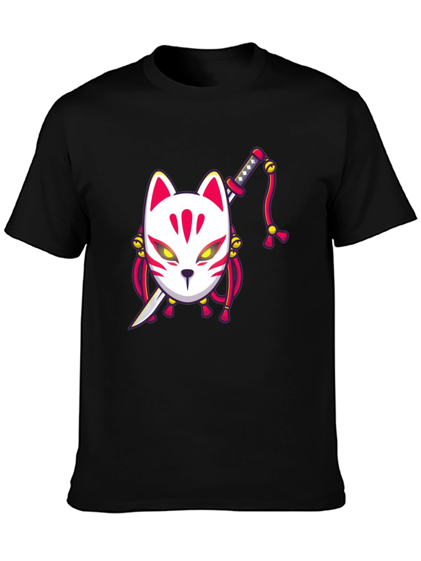 Fox Mask Katana Graphic Tee - Unique Style