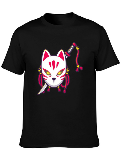 Fox Mask Katana Graphic Tee - Unique Style