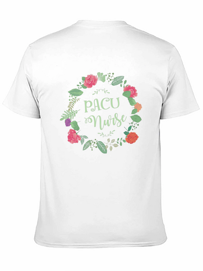 PACU Nurse Floral Wreath Black T-Shirt