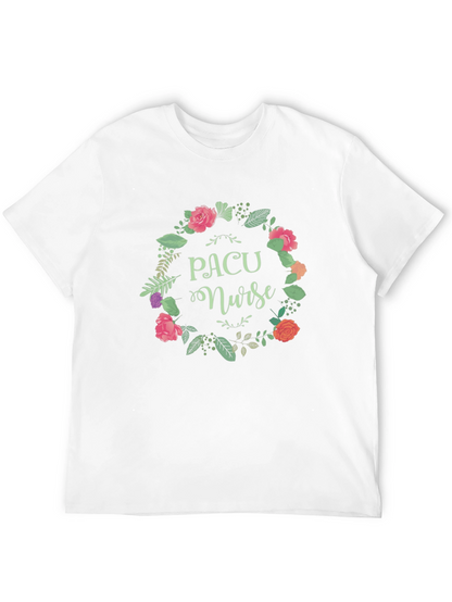 PACU Nurse Floral Wreath Black T-Shirt