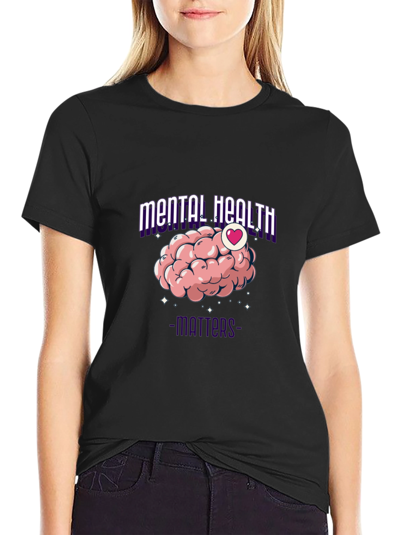 Mental Health Matters T-Shirt - Brain Heart Design