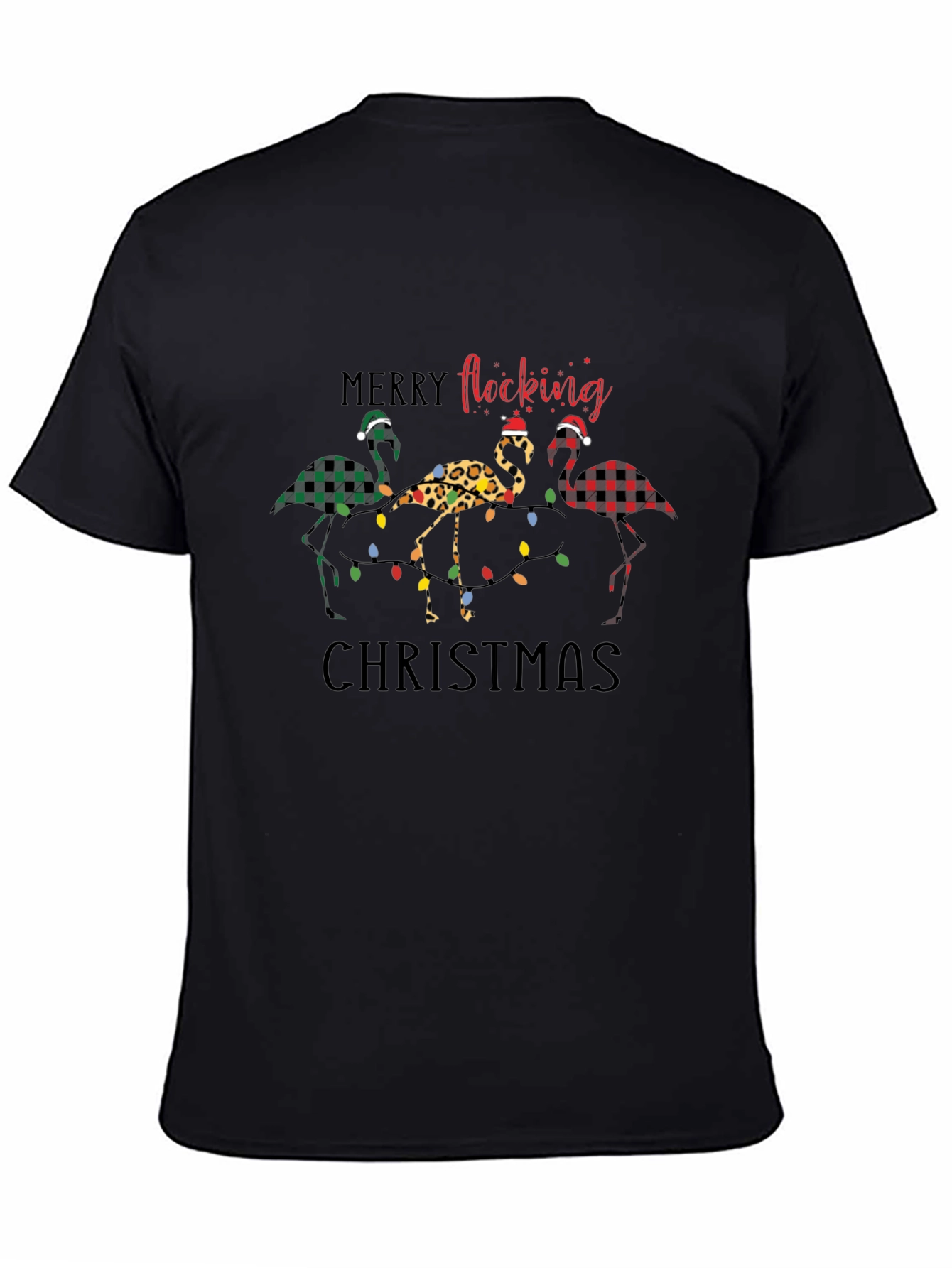 Merry Flocking Christmas Flamingo Graphic Tee