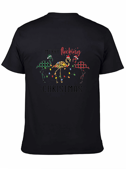 Merry Flocking Christmas Flamingo Graphic Tee